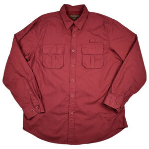 NorthWest Territory Brick Red Button Up Shirt sz Large Outdoor Fishing Hiking